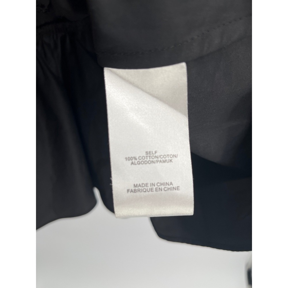 Tibi Black Cotton Smocked Cold Shoulder Peplum Top Minimalist Quiet Luxury Sz 00 - Picture 5 of 8